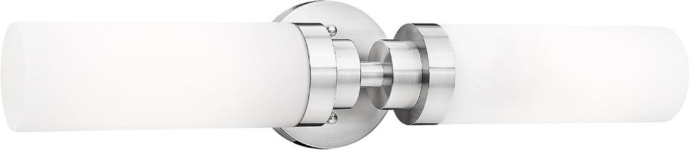22" Brushed Nickel 2-Light Bathroom Vanity Light with Milk Glass Shades